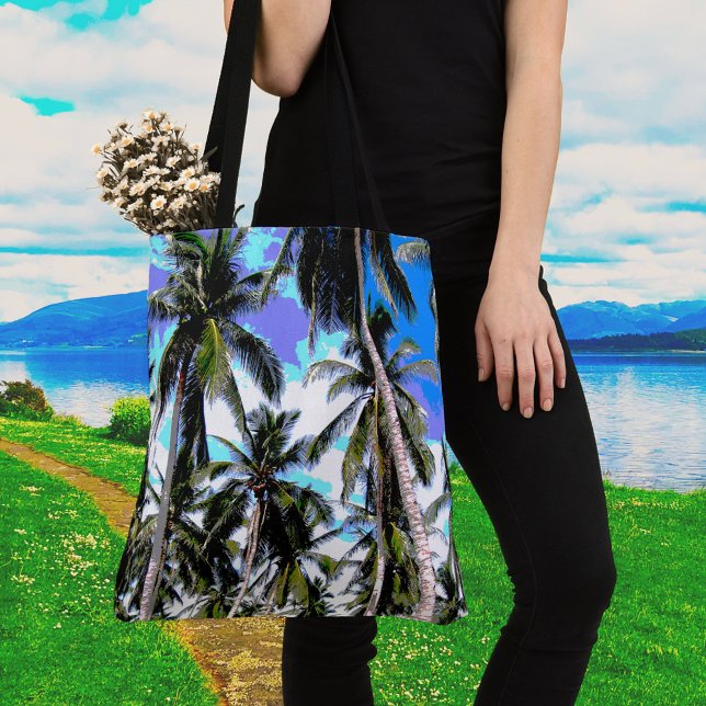 Posterised Colour Palm Trees Design Tote Bag (Creator Uploaded)