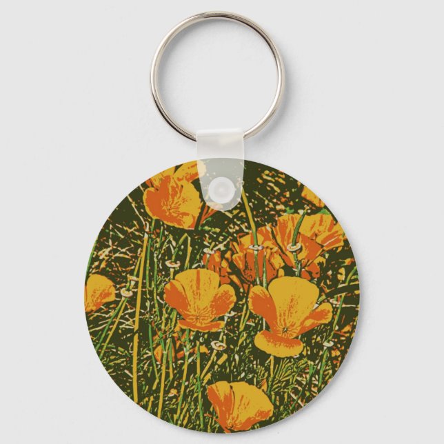 Posterized Poppies Keychain (Front)