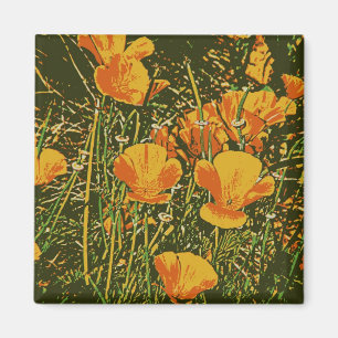 Posterized Poppies Magnet