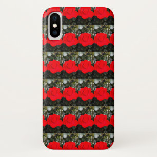 Posterized Red Roses Pattern iPhone X Case