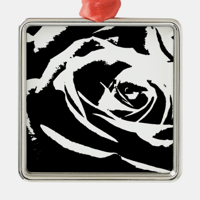 Posterized Rose Art Metal Ornament (Front)
