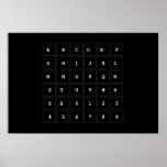 ABC|DEF
 GHIJKL
 M|N|OPQR
 STUVWX
 YZ0123
 456789  Posters