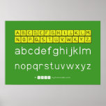 ABCDEFGHIJKLM
 NOPQSTUVWXYZ
 abcdefghijklm
 nopqrstuvwxyz  Posters