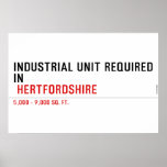 Industrial unit required  in   Posters