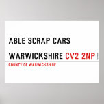 ABLE SCRAP CARS  WARWICKSHIRE  Posters