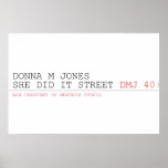 DoNNA M JONES  She DiD It Street  Posters