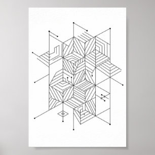 Posters Black and White Geometric Pattern