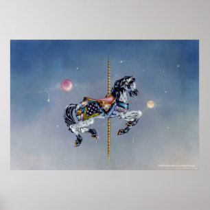 Posters, Fine Art - Grey Mare Carousel Horse Poster