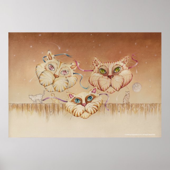 Posters, Fine Art - Tabby Road (cats) Poster (Front)