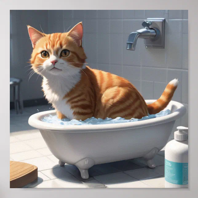 posters Make Bathing a Joy for Your Cat!" | Zazzle