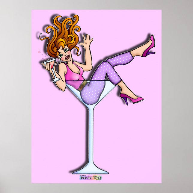 Posters, Prints - Girl in a Martini Glass, Lil Red (Front)