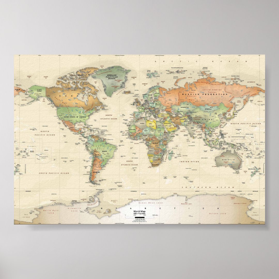 Posters World Map Zazzle