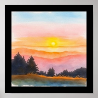 PosterWatercolor Sunset Art Poster