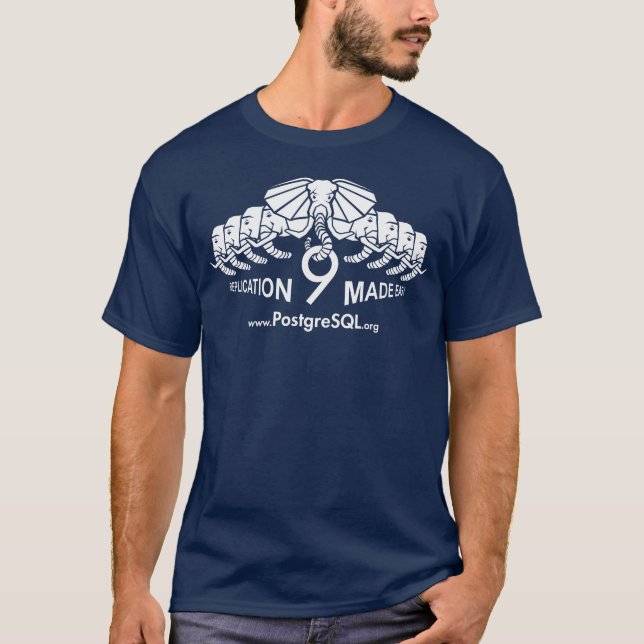 Postgres9 Navy One-Sided T-Shirt (Front)