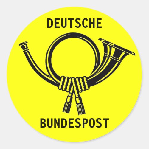 Posthorn DEUTSCHE BUNDESPOST yellow1 Classic Round Sticker