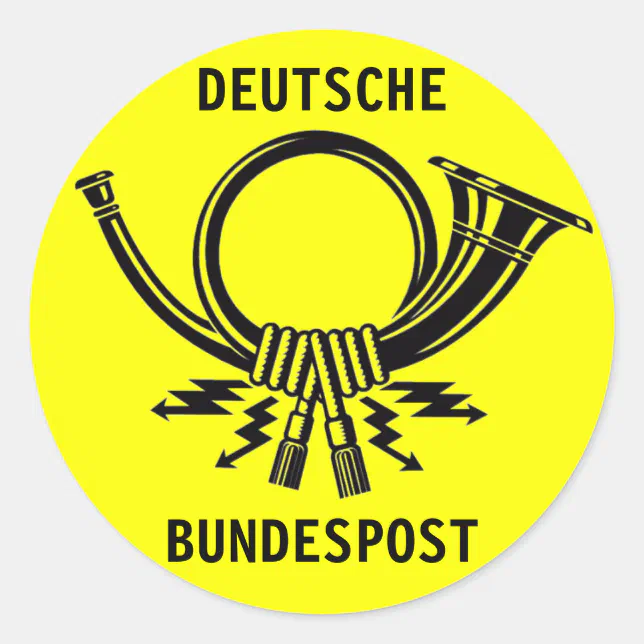 Posthorn DEUTSCHE BUNDESPOST yellow#2 Classic Round Sticker | Zazzle