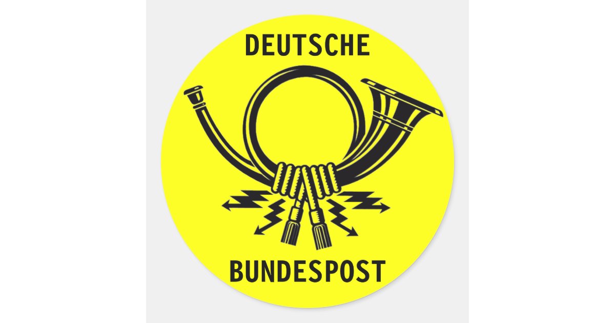 Posthorn DEUTSCHE BUNDESPOST yellow#2 Classic Round Sticker | Zazzle