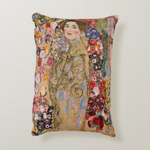 Posthumous Portrait of Ria Munk by Gustav Klimt Accent Pillow