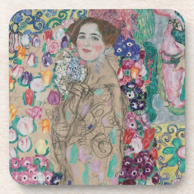 Posthumous Portrait of Ria Munk by Gustav Klimt Beverage Coaster (Front)