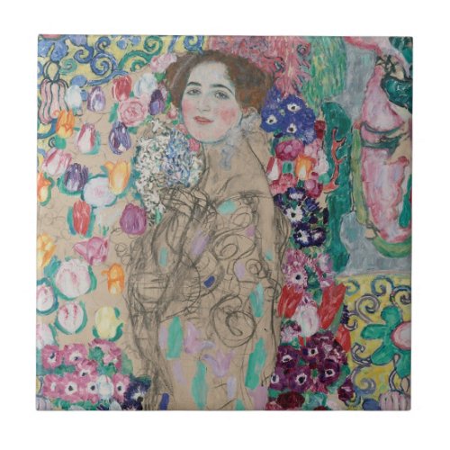 Posthumous Portrait of Ria Munk by Gustav Klimt Ceramic Tile