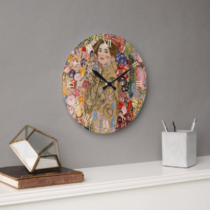 Posthumous Portrait of Ria Munk by Gustav Klimt Large Clock