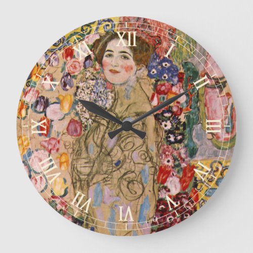 Posthumous Portrait of Ria Munk by Gustav Klimt Large Clock