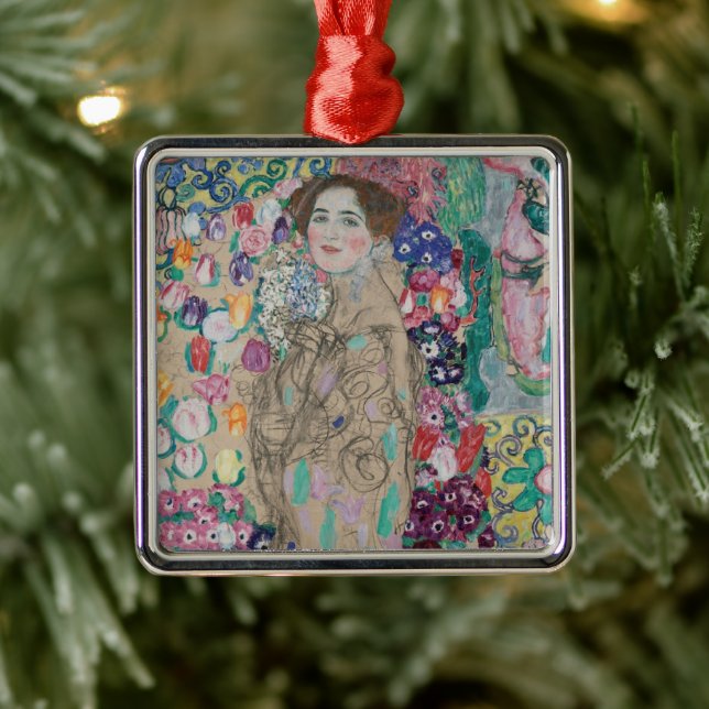 Posthumous Portrait of Ria Munk by Gustav Klimt Metal Ornament (Tree)