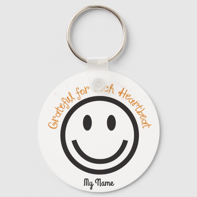 Postive Gift Keychain-Grateful for Each Heart Beat Keychain (Front)