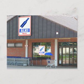 Postkarte - der "Blaue Schirm" kauft ein Postcard