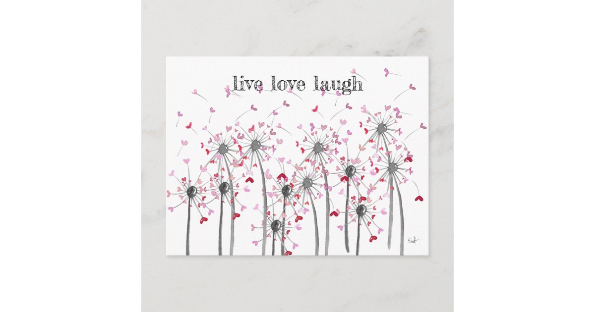 postkarte Herz Pusteblume Spruch spruchkarte liebe Postcard Zazzle