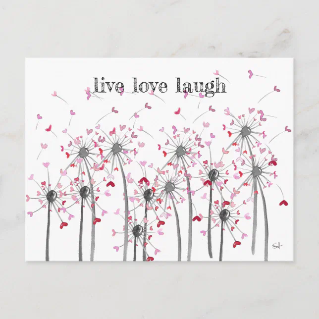 postkarte Herz Pusteblume Spruch spruchkarte liebe Postcard Zazzle
