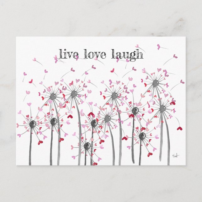 postkarte Herz Pusteblume Spruch spruchkarte liebe Postcard (Front)