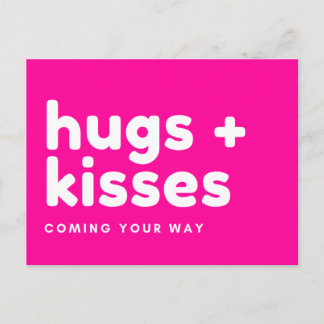 Postkarte - "hugs + kisses coming your way" postcard