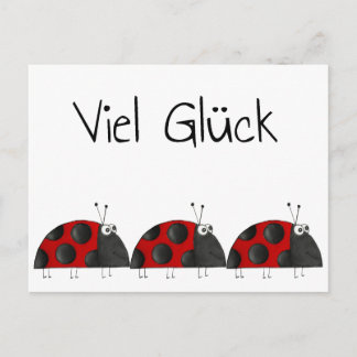 Postkarte Viel Glück, Marienkäfer Glückwunschkarte Postcard