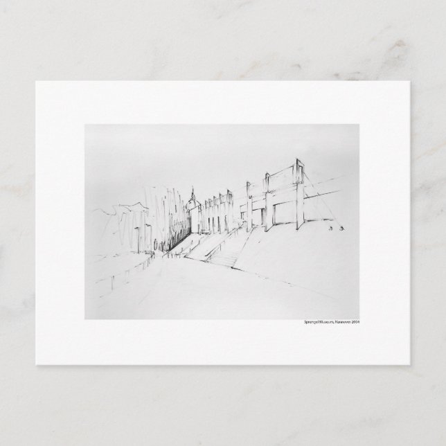 Postkarte Zeichnung Bleistift Hannover Landschaft Postcard (Front)