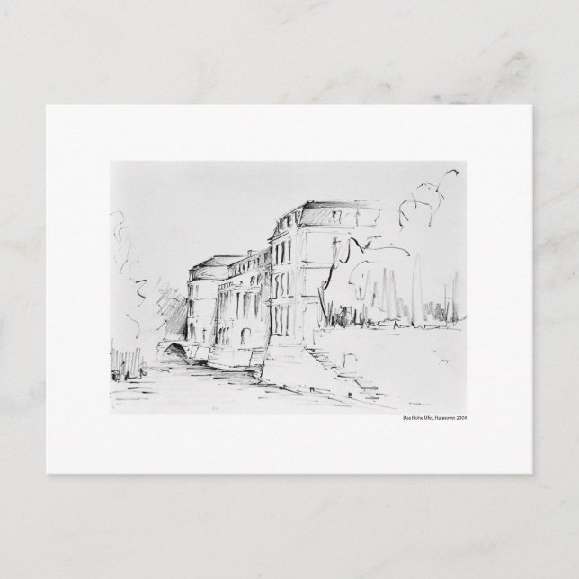 Postkarte Zeichnung Bleistift Hannover Landschaft Postcard (Front)