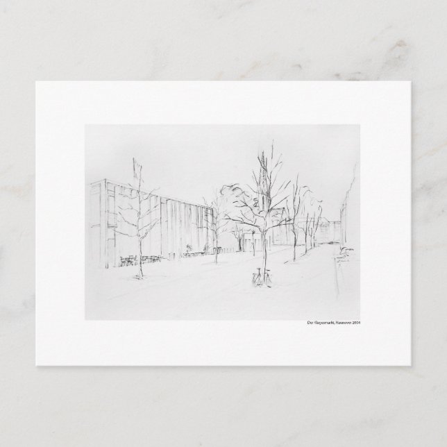 Postkarte Zeichnung Bleistift Hannover Landschaft Postcard (Front)