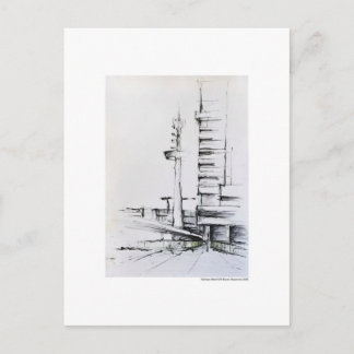 Postkarte Zeichnung Bleistift Hannover Landschaft Postcard