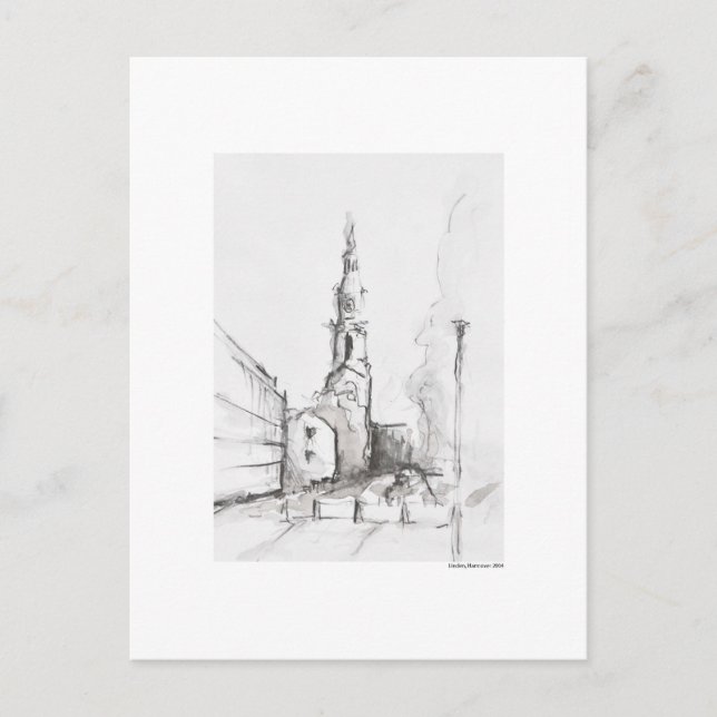 Postkarte Zeichnung Bleistift Hannover Landschaft Postcard (Front)