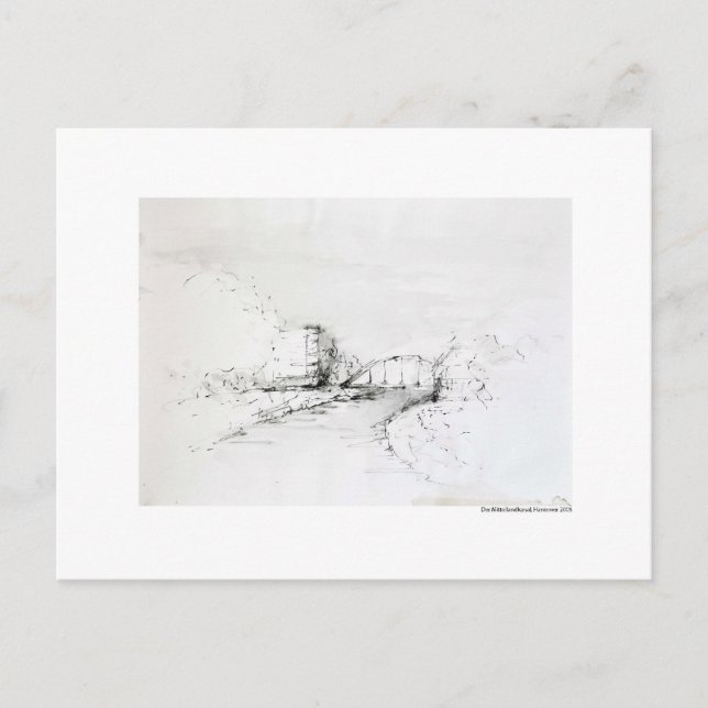 Postkarte Zeichnung Bleistift Hannover Landschaft Postcard (Front)