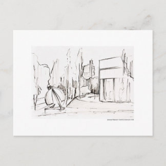 Postkarte Zeichnung Bleistift Hannover Landschaft Postcard