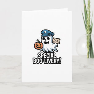 Postman Boo – Spooky Cute Halloween Ghost Delivery Card