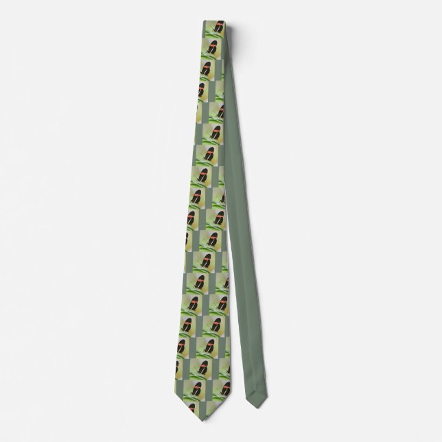 Postman butterfly on leaf neck tie (Front)