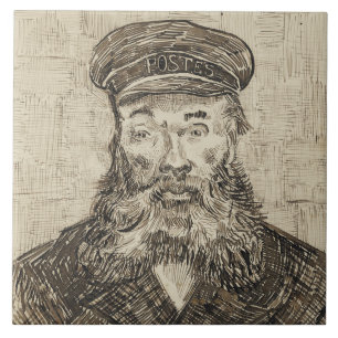 Postman Joseph Roulin (Sepia Sketch) (by van Gogh) Ceramic Tile