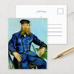 Postman Joseph Roulin | Vincent Van Gogh Postcard<br><div class="desc">Portrait of the Postman Joseph Roulin (1888) by Dutch post-impressionist artist Vincent Van Gogh. Original painting is an oil on canvas. The portrait is one of several Van Gogh painted of his close friend, a postal employee in the southern French town of Arles. In this version postman Roulin is seated...</div>