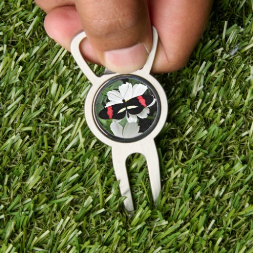 Postman Longwing Butterfly on White Flowers Divot Tool