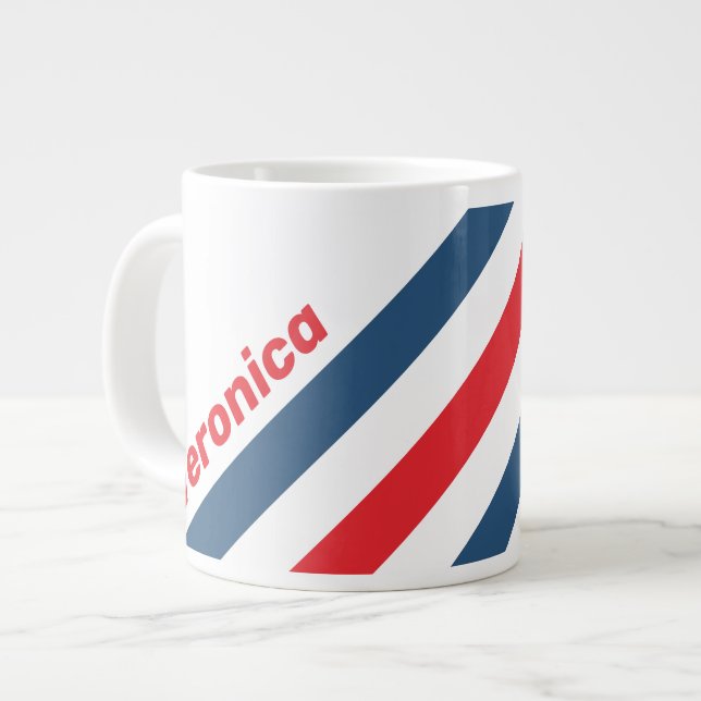 Postman Nostalgic Stripes with Name Giant Coffee Mug (Front Left)