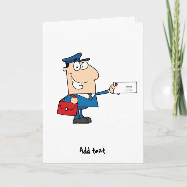 Postman postal worker cartoon mascot personalized card (Front)