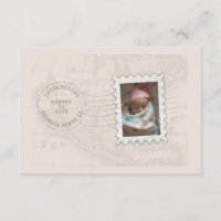 Postmark and Photo Stamp Travel Birth Announcement