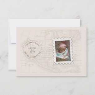 Postmark and Photo Stamp Travel Birth Announcement